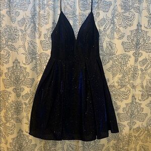 Betsy & Adam Black Glitter Mini Dress